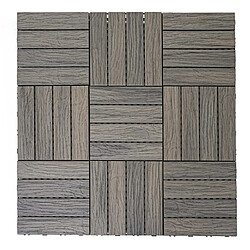 Mendler Carreaux en WPC, HWC-E19, aspect bois,structure 3-dimensionnelle,marron antique ~ 11 carreaux à 30x30 cm = 1m² pas cher