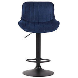 Decoshop26 Tabouret de bar chaise haute x1 en tissu bleu coutures verticales support en métal noir 10_0005109