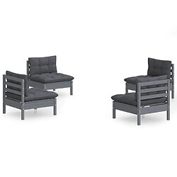 Maison Chic Salon de jardin 4 pcs + coussins - Mobilier/Meubles de jardin - Table et chaises d'extérieur anthracite Bois de pin -MN29997