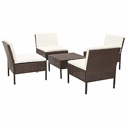 Maison Chic Salon de jardin 5 pcs + coussins - Mobilier/Meubles de jardin - Table et chaises d'extérieur Résine tressée Marron -MN67210