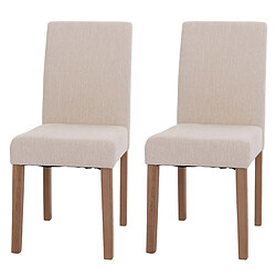 Decoshop26 Lot de 2 chaises de salle à manger dossier haut en tissu chenille crème pieds en bois clairs 04_0007321