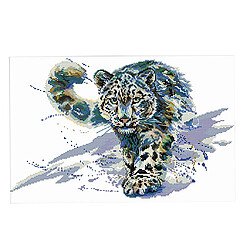 Kit de départ de point de croix estampé bricolage préimprimé Snow Leopard 14CT 50x34cm