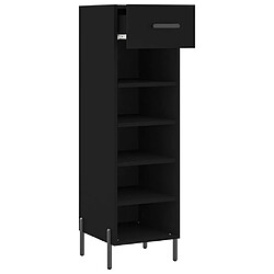 Maison Chic Armoire à Chaussures Noir,Meuble de Rangement à Chaussures 30x35x105 cm bois d'ingénierie -MN85015 pas cher