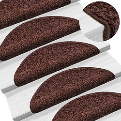 Decoshop26 15 tapis d'escalier marron avec bandes adhésives 65 x 25 cm DEC023571