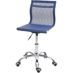 Decoshop26 Chaise de bureau pivotante sans accoudoirs revêtement en maille tissu/textile bleu BUR04110