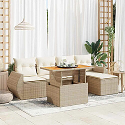 vidaXL Salon de jardin avec coussins 6 pcs beige résine tressée