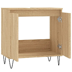 Maison Chic Armoire de bain,Meuble de rangement de salle de bain,Meuble haut chêne sonoma 58x33x60 cm bois d'ingénierie -GKD751709 pas cher