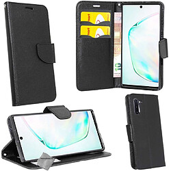 Htdmobiles Housse etui portefeuille pour Samsung Galaxy Note 10 + film ecran - NOIR / NOIR