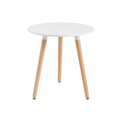 Vente-Unique Table à manger 2 personnes en MDF et hêtre - Blanc - ROLENA