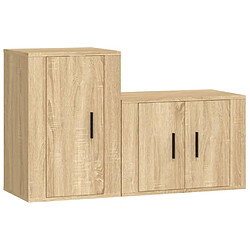 Maison Chic Ensemble de meubles TV 2 pcs pour salon - chêne sonoma bois d'ingénierie -MN31392