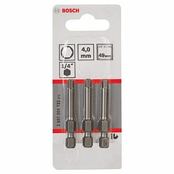 Bosch 2607001733 Embout de vissage qualité extra-dure HEX 4, 49 mm Entraînement ISO 1173 E6.3, queue six-pans mâle 1/4, 3 pièces