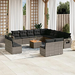 Maison Chic Salon de jardin avec coussins 14 pcs, Ensemble Tables et chaises de jardin, gris résine tressée -GKD912277