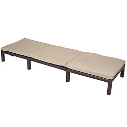 Avis Mendler Chaise longue HWC-A51, polyrotin, bain de soleil, transat de jardin ~ Basic marron, coussin crème