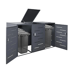 Decoshop26 Abri de poubelles extérieur conteneurs à ordures avec couvercle jusqu'à 6 bacs 116x212x98 cm en acier anthracite 04_0005618