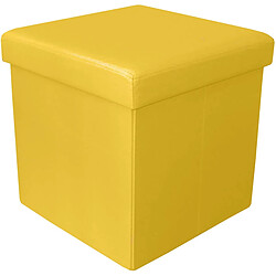 Jardindeco Pouf coffre pliable Oxford jaune. Pouf coffre pliable Oxford jaune