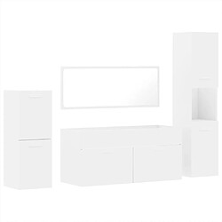 vidaXL Ensemble de meubles salle de bain 4 pcs blanc bois d'ingénierie