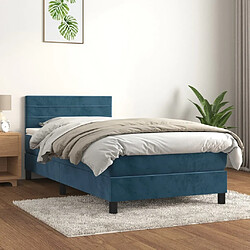 Maison Chic Lit adulte- Lit + matelas,Sommier à lattes de lit et matelas Bleu foncé 80x200 cm Velours -GKD87899