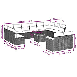 Avis Maison Chic Salon de jardin avec coussins 13 pcs | Ensemble de Table et chaises | Mobilier d'Extérieur gris résine tressée -GKD81141