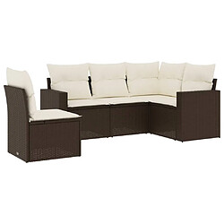 vidaXL Salon de jardin avec coussins 5 pcs marron résine tressée