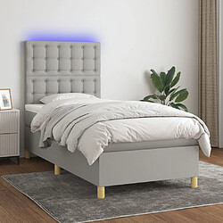 vidaXL Sommier à lattes de lit et matelas et LED Gris clair 80x200 cm