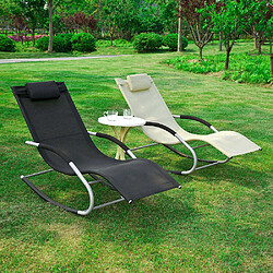 SoBuy OGS28-SCH Fauteuil à bascule Transat de jardin Bain de soleil Rocking Chair - Noir pas cher