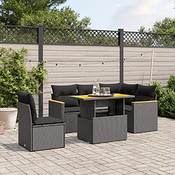 vidaXL Salon de jardin 6 pcs avec coussins noir résine tressée