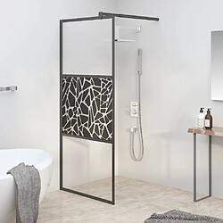 vidaXL Paroi de douche 80x195 cm Verre ESG avec design de pierre Noir