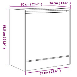 vidaXL Meuble à chaussures sonoma gris 60x34x63,5 cm bois d'ingénierie pas cher