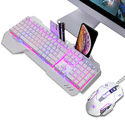 Jeu De Souris Clavier Filaire Gamer Rétroéclairé Arc-en-ciel Pour Ordinateur Blanc