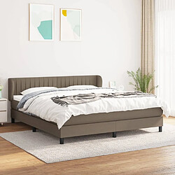 Maison Chic Lit adulte- Lit + matelas,Sommier à lattes de lit avec matelas Taupe 180x200 cm Tissu -GKD81704