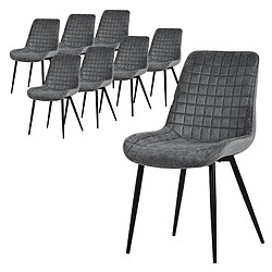 ML-Design Lot de 8 Chaises de Salle à Manger, Anthracite, Assise en Velours avec Pieds Métalliques Noirs