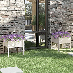 Maison Chic Lot de 2 Jardinières,Bac à fleurs - pot de fleur Blanc 70x70x70 cm Bois de pin massif -GKD40319