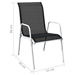 vidaXL Chaises empilables de jardin lot de 2 Acier et textilène Noir pas cher