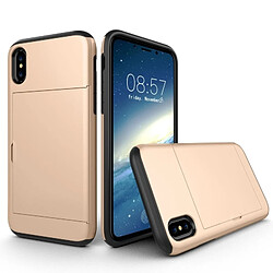 Wewoo Coque renforcée or pour iPhone X TPU + PC Dropproof étui de protection arrière avec fente carte