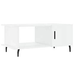 Maison Chic Table basse,Table Console Table d'appoint, Table pour salon Blanc brillant 90x50x40 cm Bois d'ingénierie -MN30938