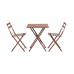 Mes Ensemble table + 2 chaises de jardin en métal terracotta - BACA