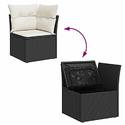 Acheter vidaXL Salon de jardin 8 pcs avec coussins noir résine tressée