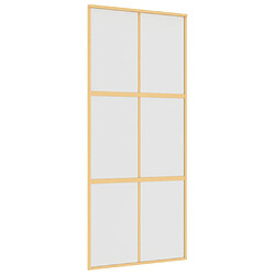 vidaXL Porte coulissante doré 90x205 cm verre ESG dépoli et aluminium