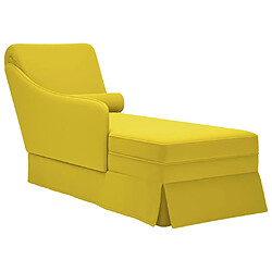 vidaXL Fauteuil long avec traversin et accoudoir droit jaune velours