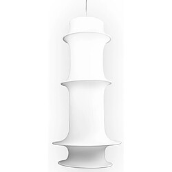 Corep Suspension luminaire plafond 5 anneaux cercles tissu blanc plafonnier