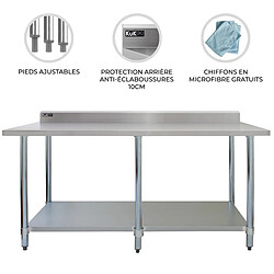 Avis Monstershop Table de Travail pour Cuisine en Inox - 210 cm