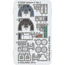 Vampire F Mk.3 Coloured photo-etched par - 1:72e - MPM