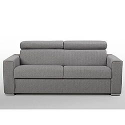 Avis DUNLOPILLO Canapé 3 places convertible express en tissu gris - couchage lattes larges 140 cm - Matelas 18 cm avec mémoire de forme VIZIR