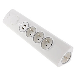 Avis Multiprise d'angle 3P 16A + 1P 16A latérale + 2 USB parafoudre à câbler - Otio