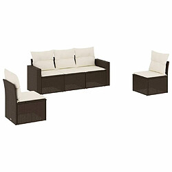 Maison Chic Salon de jardin avec coussins 5 pcs, Ensemble Tables et chaises de jardin,, Ensemble Tables et chaises de jardin, marron résine tressée -GKD371777