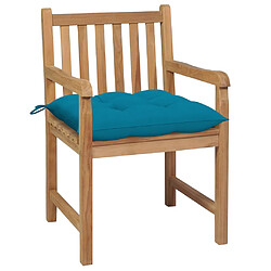 vidaXL Chaises de jardin lot de 2 et coussins bleu clair Bois de teck