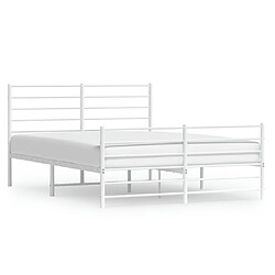 Maison Chic Lit adulte - Lit simple Cadre de lit métal avec tête de lit/pied de lit,Structure du lit Contemporain pour chambre blanc 140x200cm -MN88932