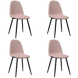 vidaXL Chaises à manger lot de 4 Rose Velours