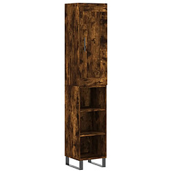 vidaXL Buffet haut Chêne fumé 34,5x34x180 cm Bois d'ingénierie