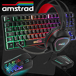 Pack Pro Gamer AMSTRAD LEGENDS 6 pièces: Clavier, Souris, tapis, casque, convertisseur compatible PC/PS4/Xbox one/Switch/PC pas cher